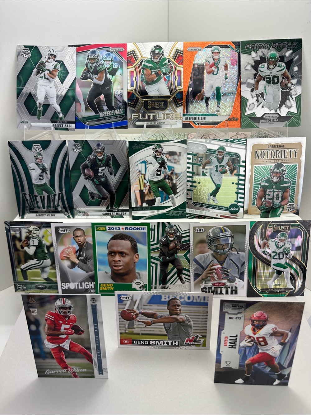 Garrett Wilson & Breece Hall Rookies Jets lot of 19 +Braelon Allen/Corley/Smith